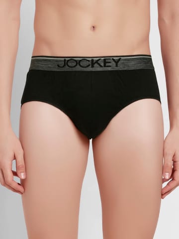 Jockey Men's Super Combed Cotton Solid Brief with Ultrasoft Waistband - Black