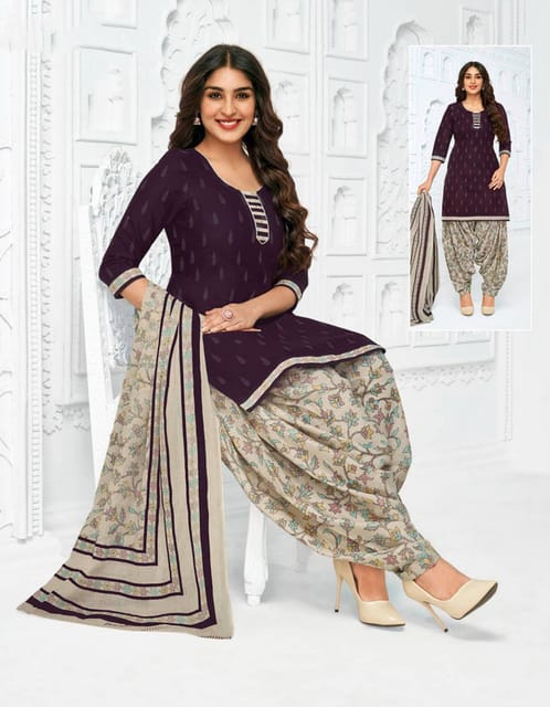 Pranjul 100% Cotton Printed Patiyala Ready Made Stitched Salwar Suits