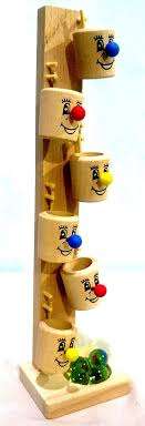 Wooden Marble Slider Tree Ball Run Track with 6 Tilting Buckets