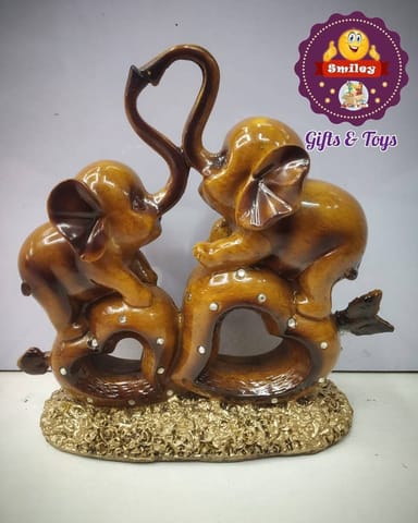 Couple Elephants Ceramic Showpiece