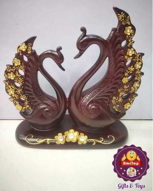 Twin Couple Swan Ceramic Showpiece