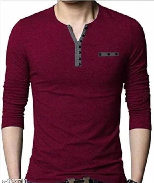 Maroon Snap Button T shirt