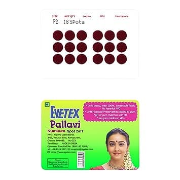 Eyetex Pallavi Sticker Kumkum (Round), P2 - Maroon, 20 Flaps