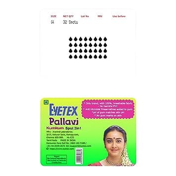 Eyetex Pallavi Sticker Kumkum, G4 2.95 Mm - Black Gopi, Tilak - 20 Flaps