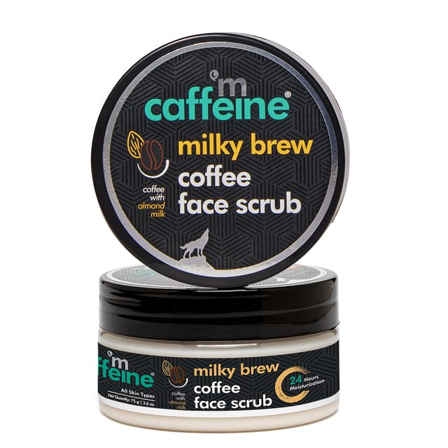 Milky Brew Coffee Face Scrub with Almond Milk for 24 Hrs Moisturization - 75 g - Natural & Vegan