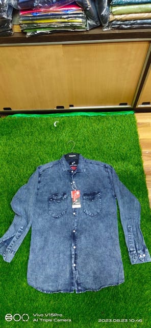 Men's Denim 2 Pocket Sull Sleeve Shirt