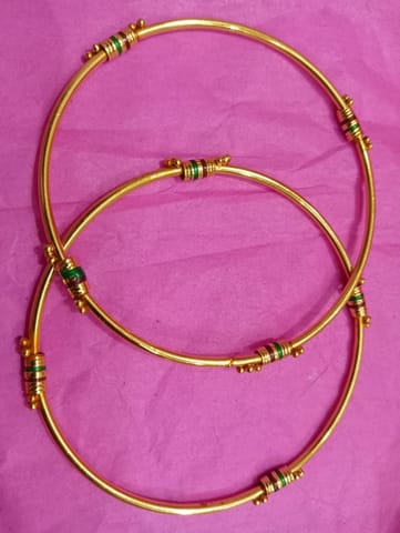 Gold Plated Copper Bangles Set for Women & Girls (Yellow)