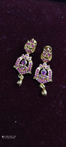 Pota Stone Gold Plated Ruby Earrings For Women & Girls