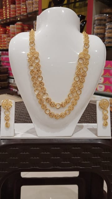 Namo Enterprise Brass Necklace Set With Earrings For Women & Girl