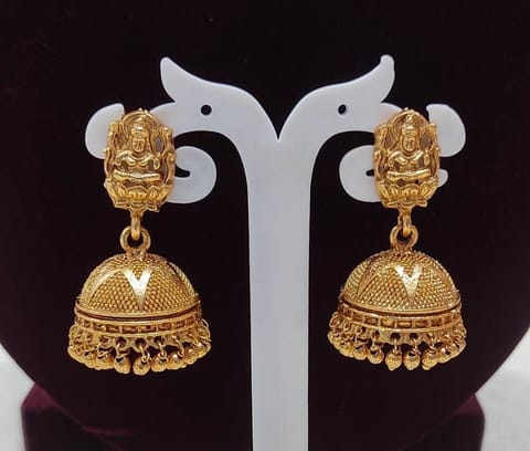 Zaveri Pearls Gold-Toned Ethnic Jihumk With Ghungroo Drops Earring
