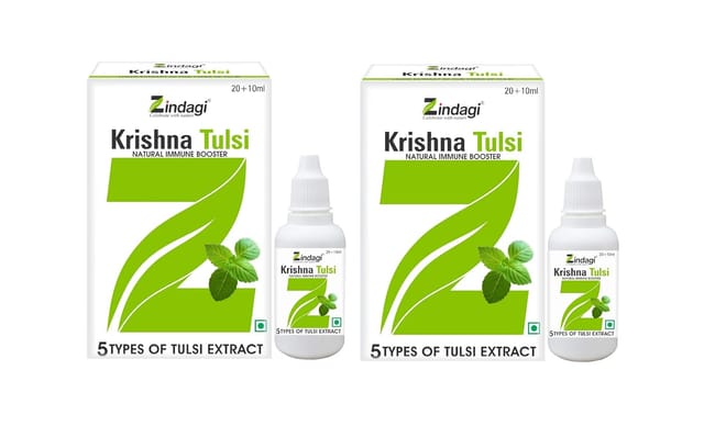 Zindagi Krishna Tulsi Liquid Extract | Natural Antioxidants Very Helpful In Cough Cold | Herbal Tulsi Drops | 30 ml | Pack Of 2