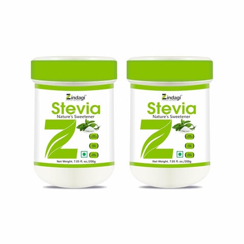 Zindagi Stevia Sugar Powder | 100% Natural Sugarfree Spoonful Powder | Diabetic Friendly | 200 gm | Pack of 2