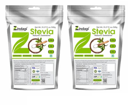 Zindagi Stevia Powder (Reb A 99%) Extract | Sugar Subsitute | Stevia Natural Sugar-free Powder In Bulk |1Kg