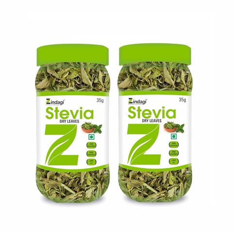 Zindagi 100% Pure Stevia Leaves Extract | Natural Stevia Dry Leaves | Sugar Substitute | 35gm |Pack of 2