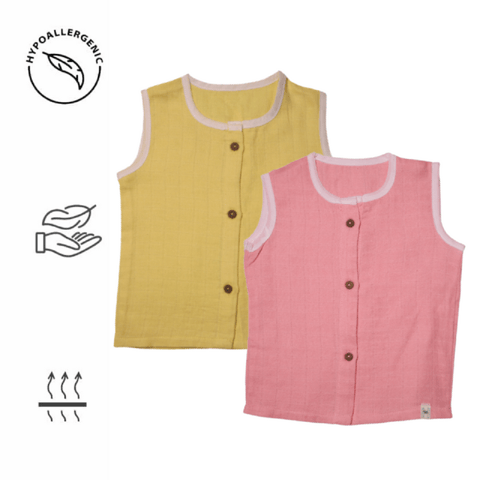 Button Type Pink & Yellow Color Cotton jabla -Herbal Dyed