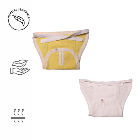 Premium Knot Type Washable Nappies White & Yellow Colored