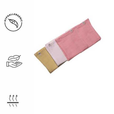 Organic Cotton Muslin Wash Cloth with Natural Herbal Dyed Pack of 4