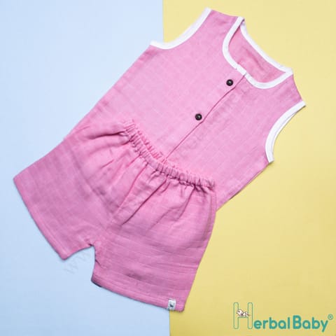 Infant Baby Cloth Set Top And Bottom 100% Organic Cotton Pink