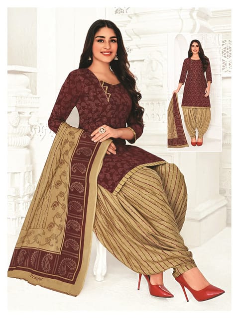 Pranjul 100% Cotton Printed Patiyala Ready Made Stitched Salwar Suits