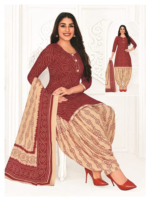 Pranjul 100% Cotton Printed Patiyala Ready Made Stitched Salwar Suits