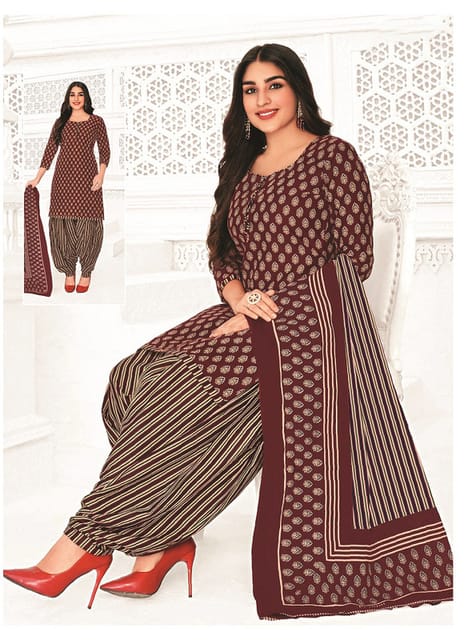 Pranjul 100% Cotton Printed Patiyala Dress Material (Unstitched)