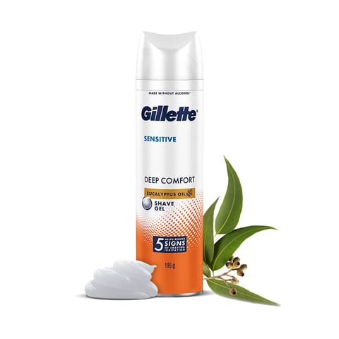 Gillette Sensitive Shave Gel, Deep Comfort | 0% Paraben | 195 Gm