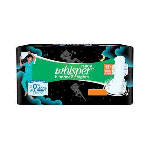 Whisper Sanitary Pads - XL Wings, Bindazzz Nights