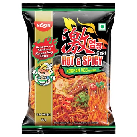 Nissin Geki Hot & Spicy Korean Veg Flavour Noodles 80 g