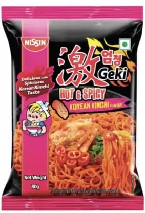 Top Ramen Hot & Spicy Korean Kimchi Flavour Instant Noodles Vegetarian 80Gm