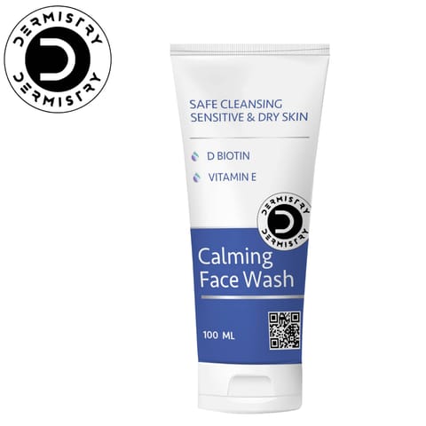 Dermistry Sensitive & Dry Skin Care Calming Soothing Face Wash Safe Cleansing D Biotin & Vitamin E-100ml