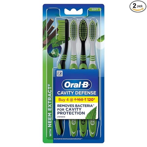 Oral- B 123 Soft manual Toothbrush for adults with Neem Extract (Multicolor,Buy 2 Get 2 Free)