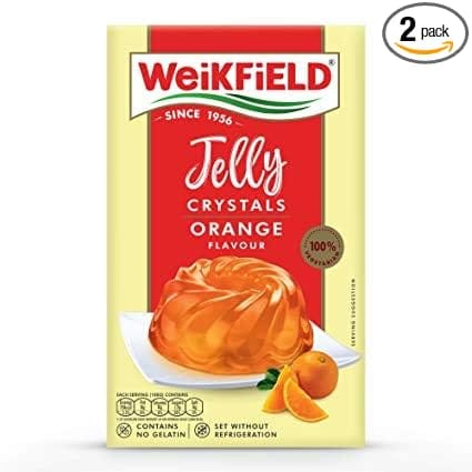Weikfield Jelly Crystals Orange Flavour, 90gm(Pack of 2)