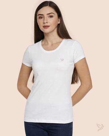 Women Slim Fit T Shirt Pearl White