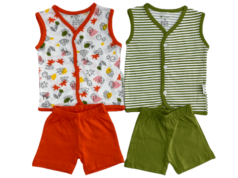 OHMS Front Open Sleeveless Vest and Shorts