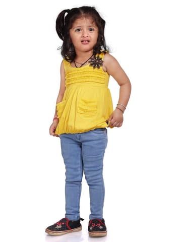 All Kids Frock Top Alone Color Yellow