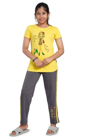 Pyjama Set For Girls Small Yellow Grey set