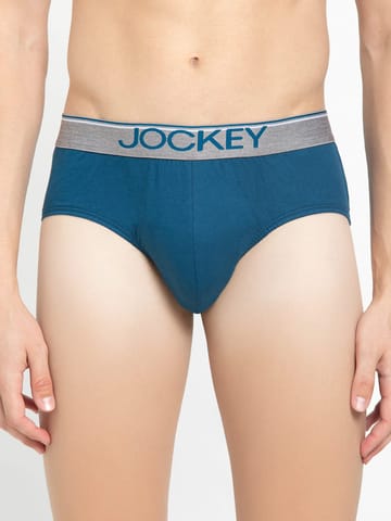 Jockey Men's Super Combed Cotton Solid Brief with Ultrasoft Waistband - Seaport Teal