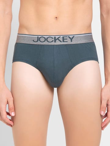 Jockey Men's Super Combed Cotton Solid Brief with Ultrasoft Waistband - Deep Slate