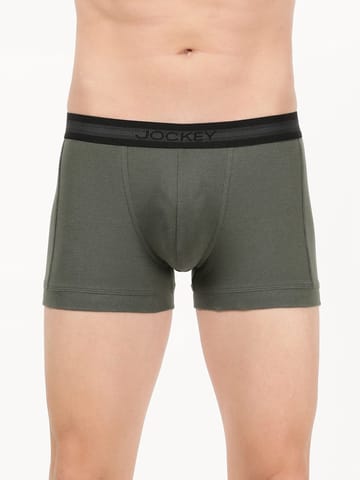 Jockey Men's Super Combed Cotton Rib Solid Trunk with Stay Fresh Properties Deep Olive