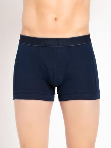 Jockey Men's Super Combed Cotton Rib Solid Trunk with Stay Fresh Properties Navy