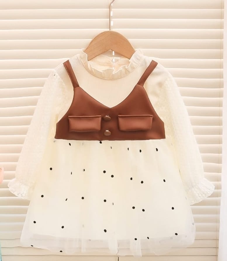 Bold N Elegant baby-girls Polka Dot Printed Pinafore Dress for Girls