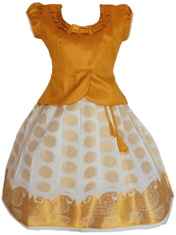 Girls Lehenga Choli / Pattu Pavadai Khun Ruffle Neck