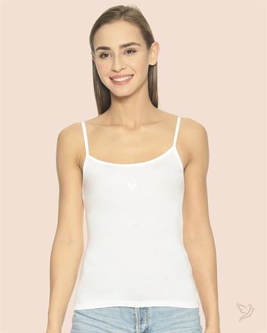 Women Sleek Spaghetti Cami With Adjuster -White