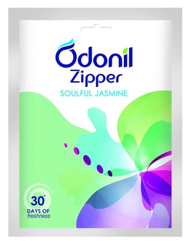 Odonil Bathroom Air Freshner Zipper (Soulful Jasmine) - 10g | Instant & Long Lasting Fragrance | Lasts upto 30 days | Germ ProtectionJasmine
