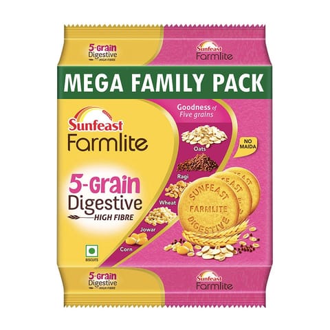 Sunfeast Farmlite 5 Grain Digestive – Oats, Ragi, Wheat, Jowar, & Corn 800Gm