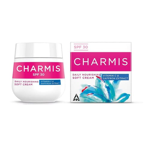 Charmis Daily Nourishing Soft Cream with Vitamin C, Saffron Extracts and SPF 30 for glowing and moisturized skin, 200Ml