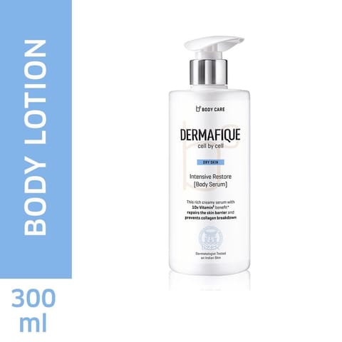 Dermafique Intensive Restore Body Serum, Body Lotion for Dry Skin, 10x Vitamin E, Deeply hydrates and moisturizes, Repairs Skin Barrier, Dermatologist Tested (300Ml)
