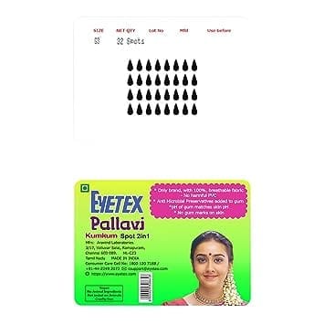 Eyetex Pallavi Sticker Kumkum, G3 (6 Mm) - Black (Gopi, Tilak) - 20 Flaps