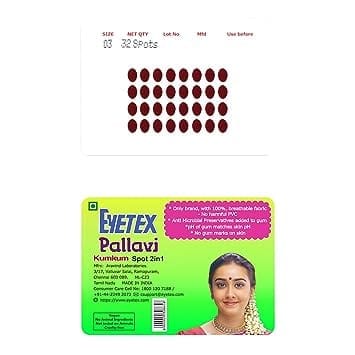 Eyetex Pallavi Sticker Kumkum-Oval-O3-Maroon,20 Flaps