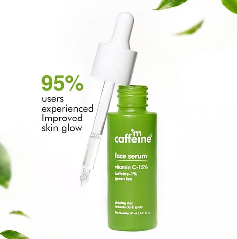 Green Tea & 15% Vitamin C Face Serum for Glowing Skin - Reduces Dark Spots - 30 ml